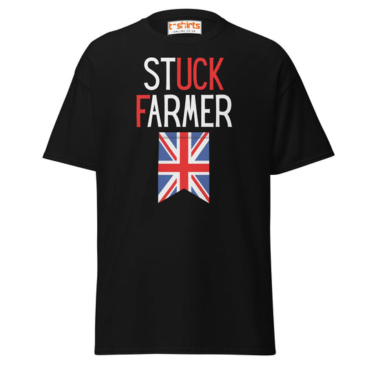 Stuck Farmer Funny UK T-Shirt - Black - T-Shirts Online