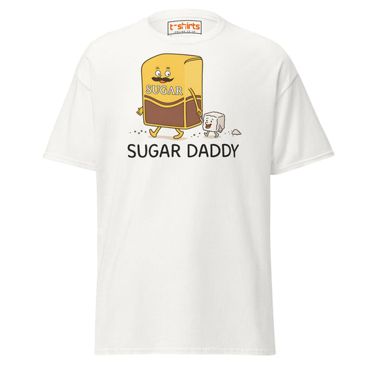 Sugar Daddy Funny Cartoon T-Shirt – Sweet Pun Tee - White - T-Shirts Online