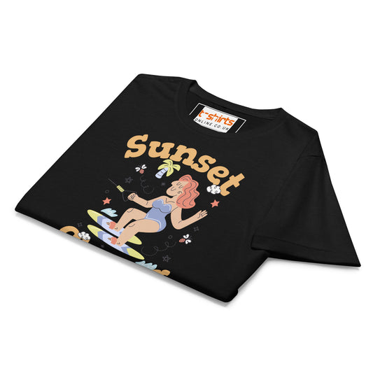 Sunset Chaser T-Shirt | Women's Soft Semi - Fitted Tee - Black - T-Shirts Online