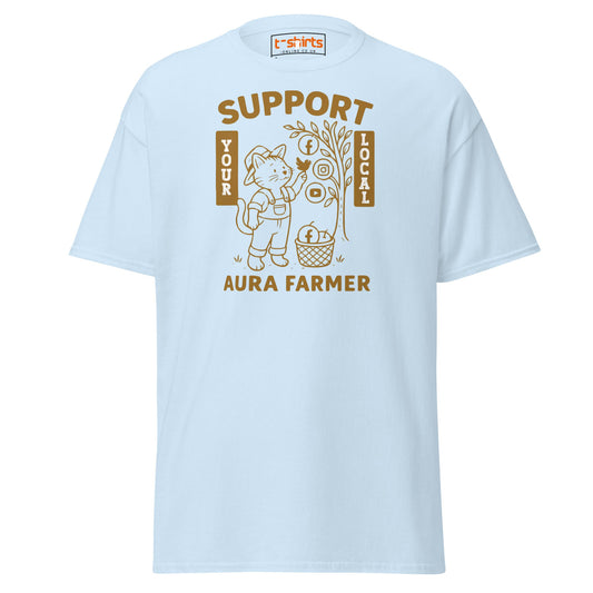 Support Your Local Aura Farmer T-Shirt - Light Blue - T-Shirts Online