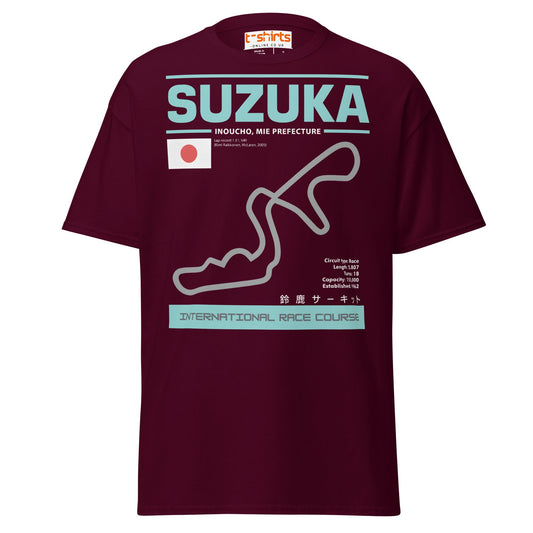Suzuka Circuit T-Shirt – Japanese Racing Track Tee - Maroon - T-Shirts Online