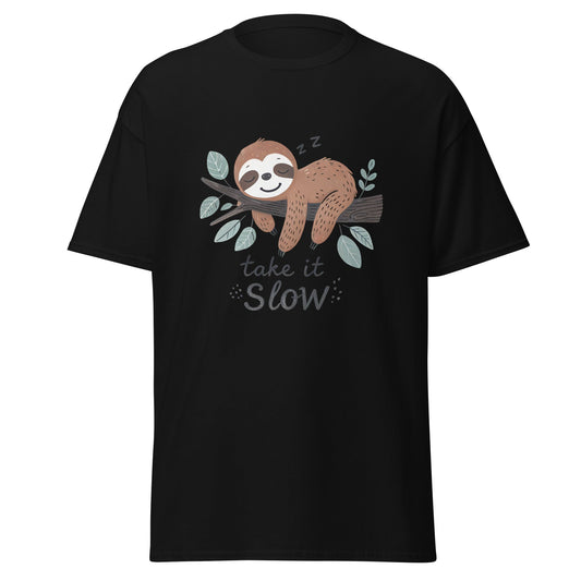 Take it Slow | Sloth T-Shirt - Black - T-Shirts Online