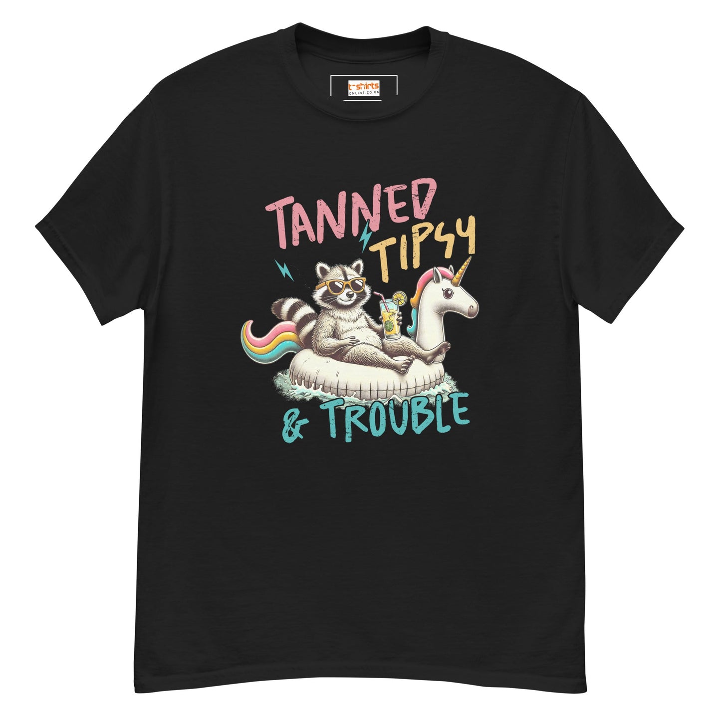 Tanned, Tipsy & Trouble | Raccoon T-Shirt - Black - T-Shirts Online