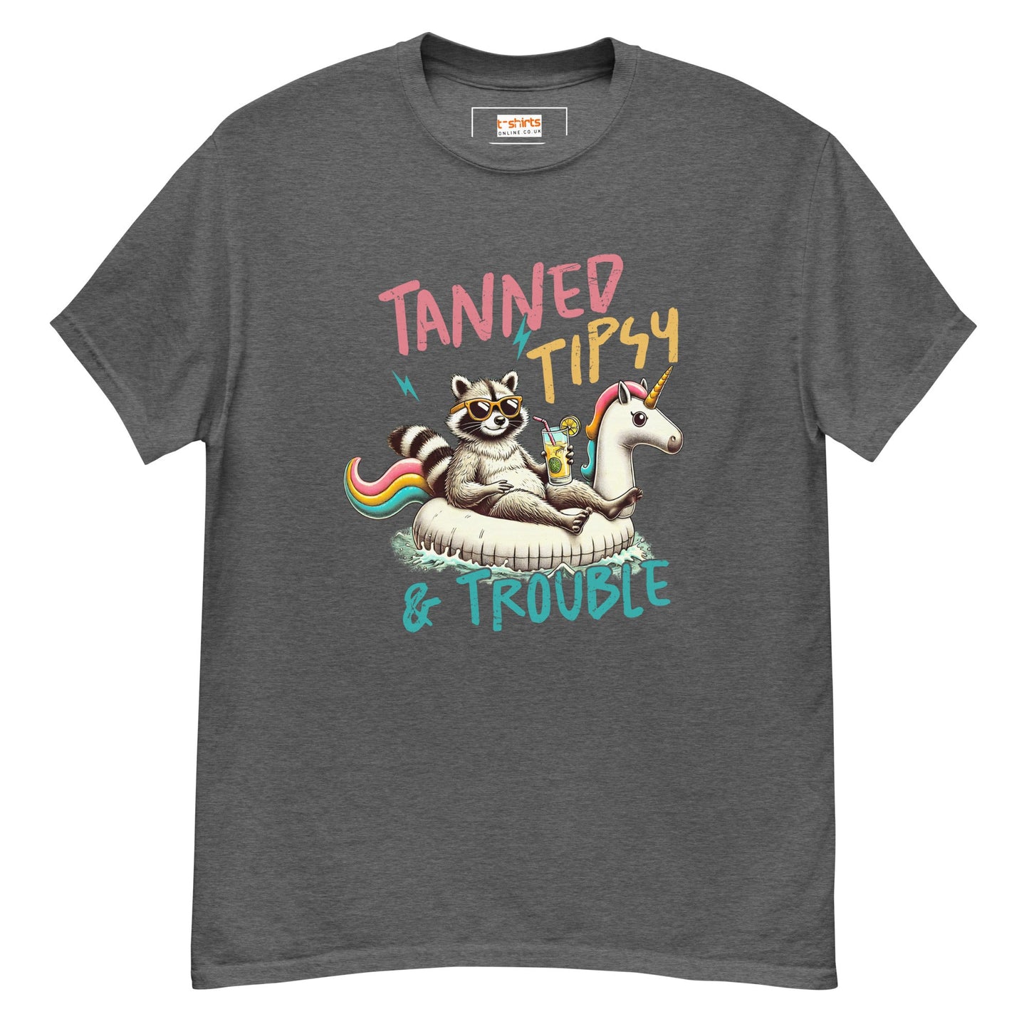 Tanned, Tipsy & Trouble | Raccoon T-Shirt - Dark Heather - T-Shirts Online