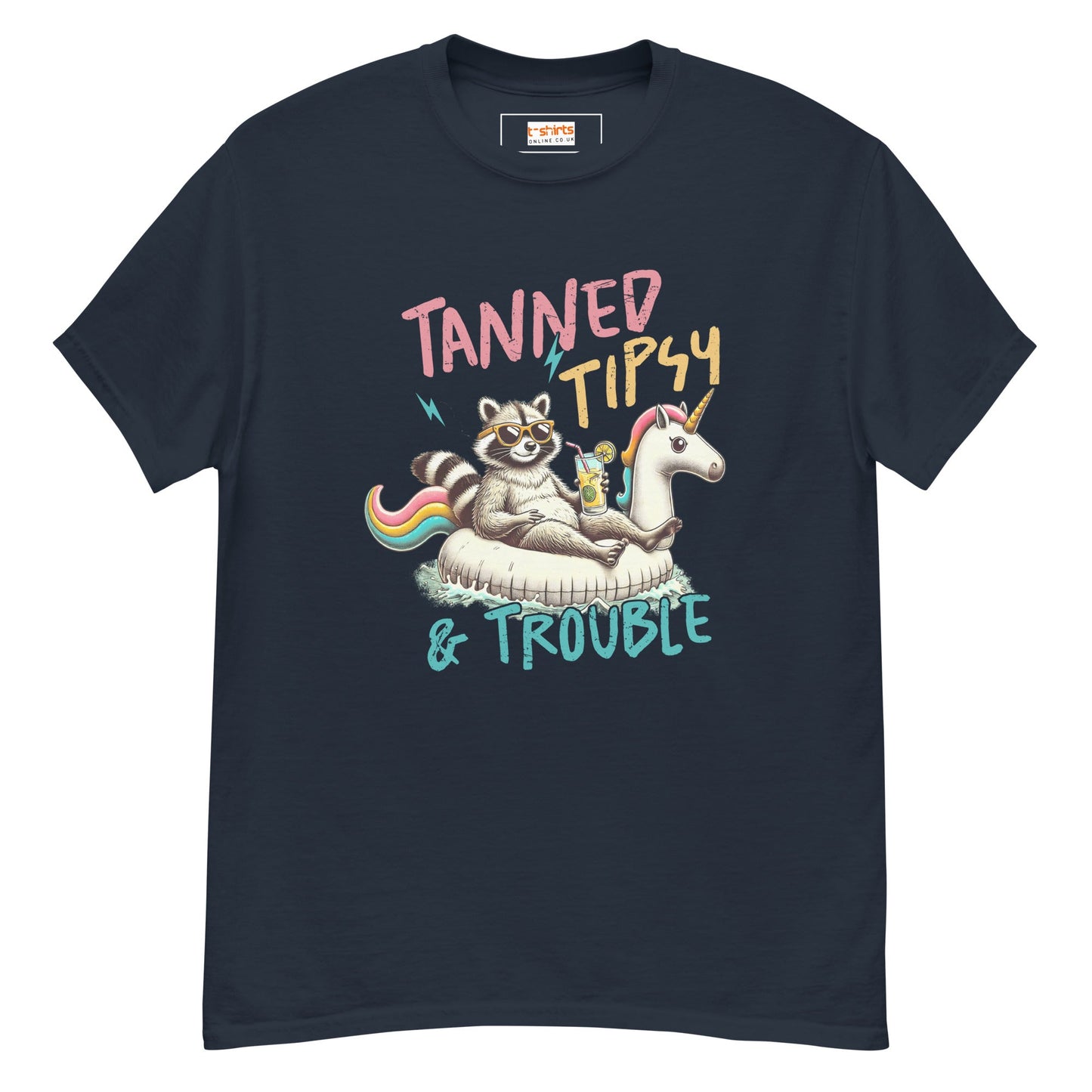 Tanned, Tipsy & Trouble | Raccoon T-Shirt - Navy - T-Shirts Online