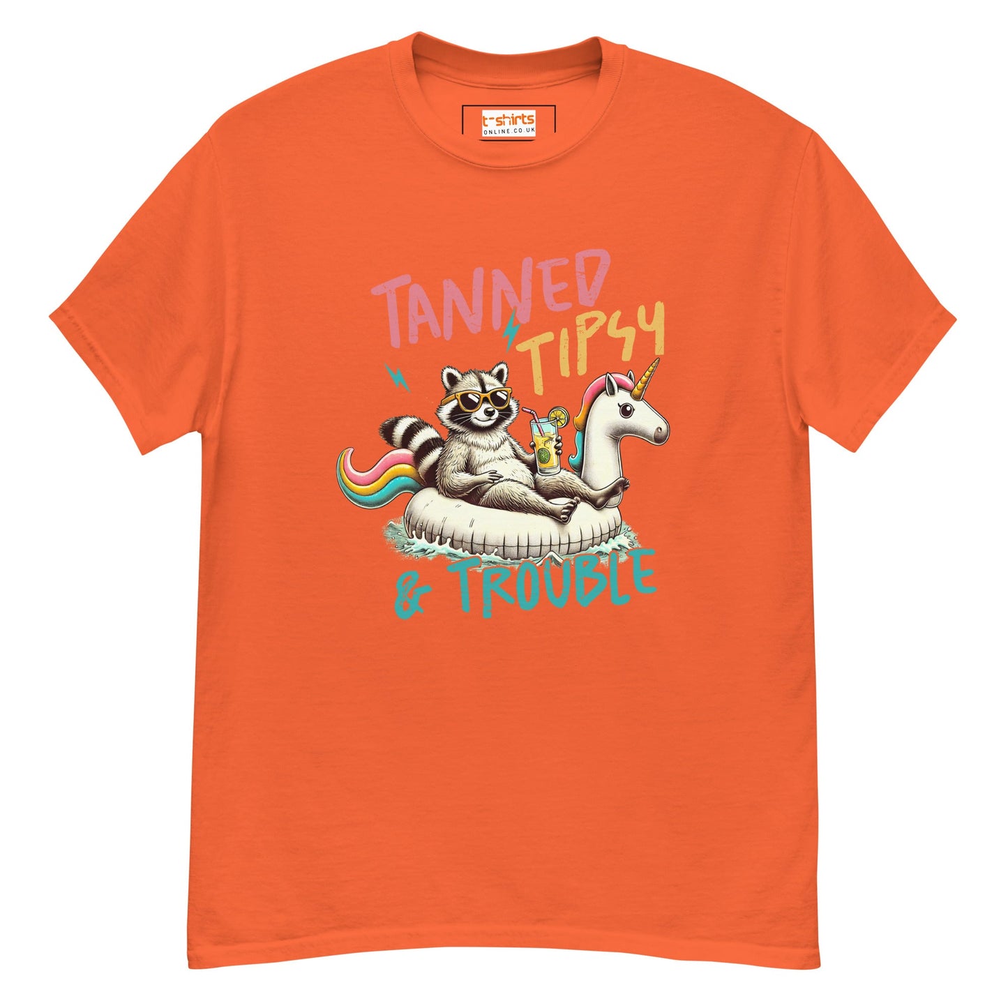 Tanned, Tipsy & Trouble | Raccoon T-Shirt - Orange - T-Shirts Online