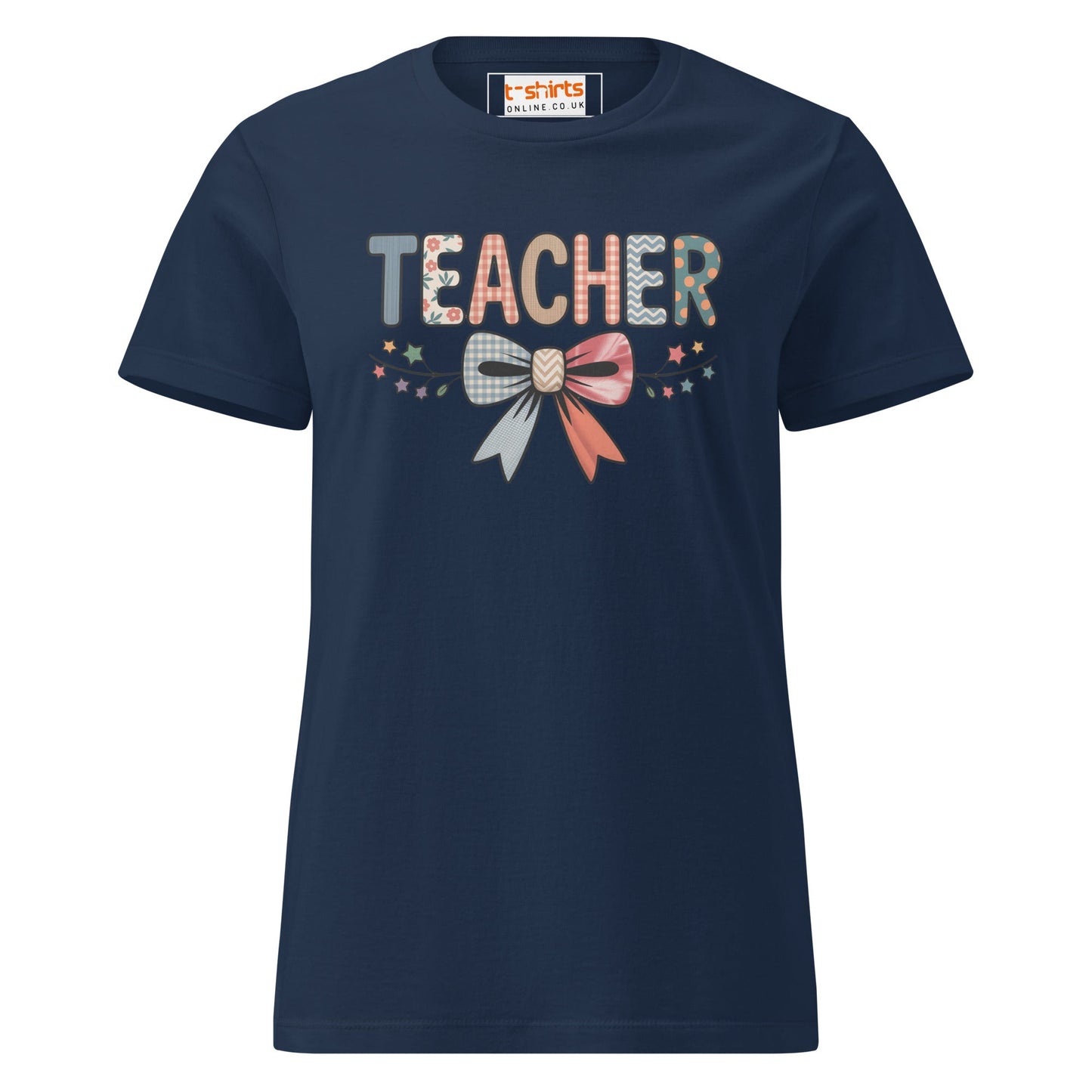 Teacher Bow T-Shirt | Softstyle Womens Tee - Navy - T-Shirts Online