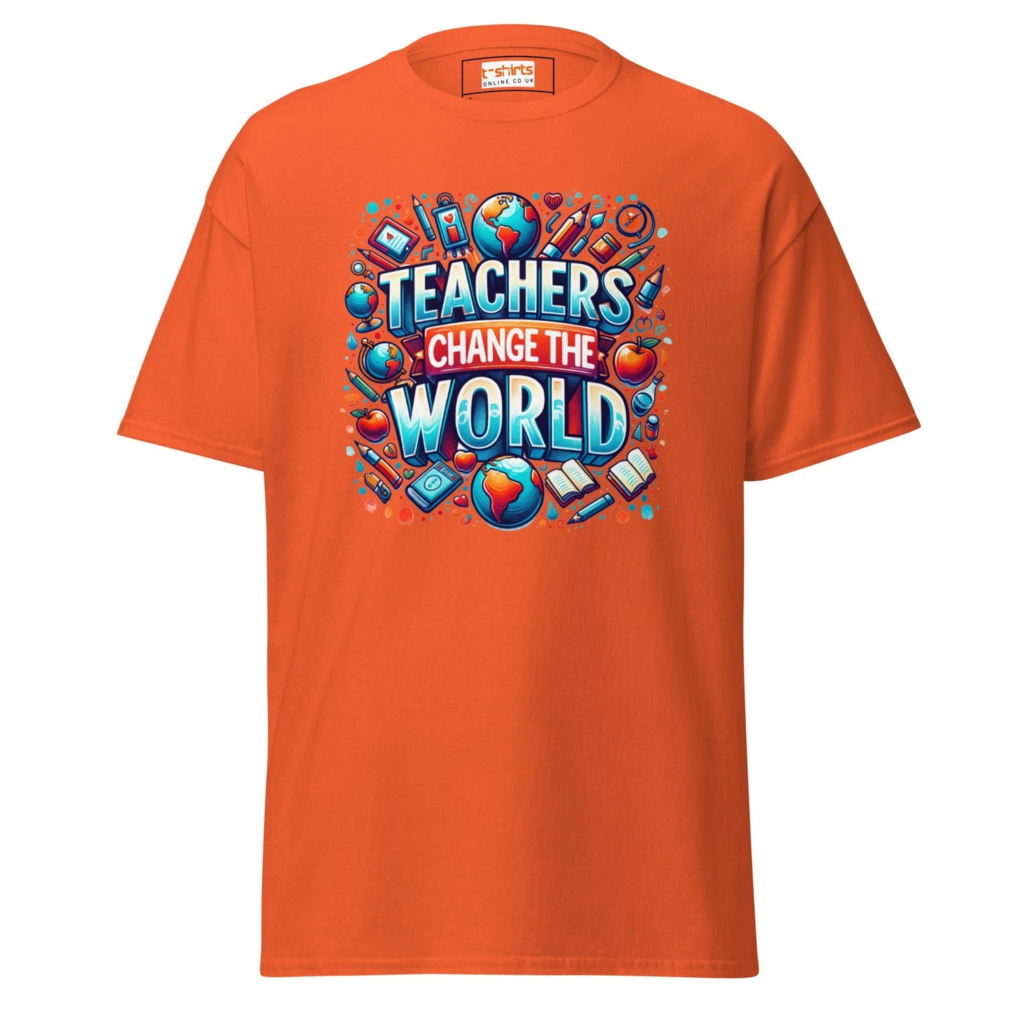 Teachers Change the World | Teacher T-Shirt - Orange - T-Shirts Online