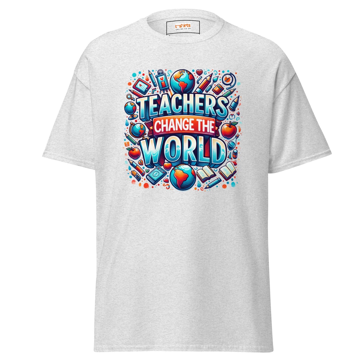 Teachers Change the World | Teacher T-Shirt - Ash - T-Shirts Online
