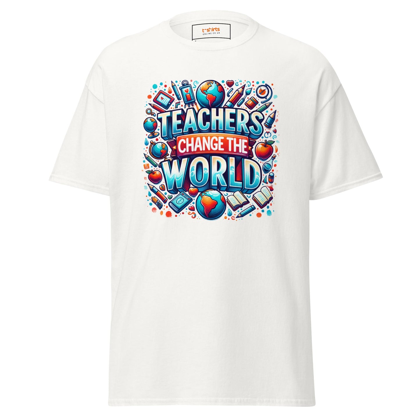 Teachers Change the World | Teacher T-Shirt - White - T-Shirts Online