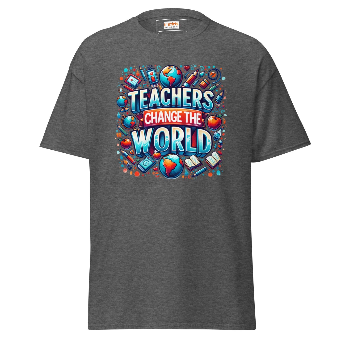 Teachers Change the World | Teacher T-Shirt - Dark Heather - T-Shirts Online