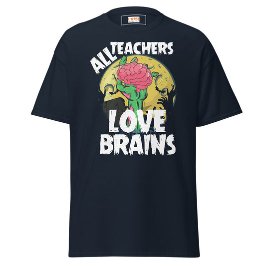Teachers Love Brains | Teacher T-Shirt - Navy - T-Shirts Online