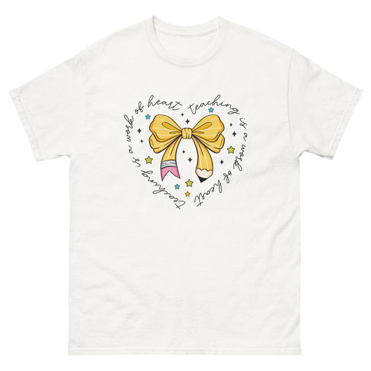 Teaching is a Work of Heart | Teachers T-Shirt - White - T-Shirts Online