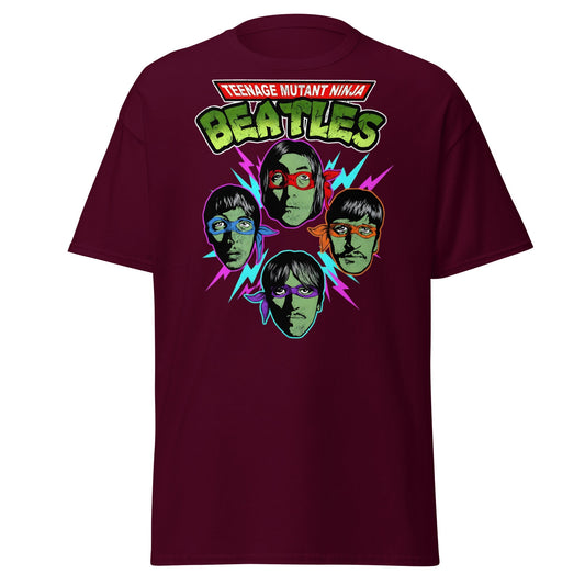Teenage Mutant Ninja Beatles T-Shirt – TMNT Parody Tee - Maroon - T-Shirts Online