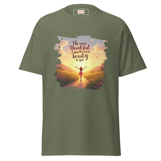 Thankful | Positivity T-Shirt - Military Green - T-Shirts Online