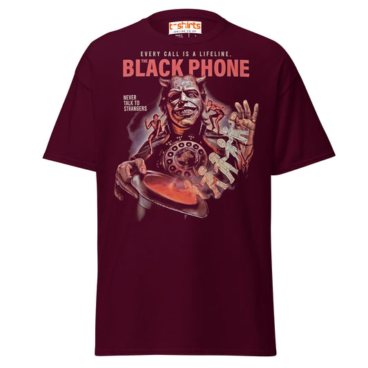 The Black Phone T-Shirt | Horror Movie Parody Tee - Maroon - T-Shirts Online