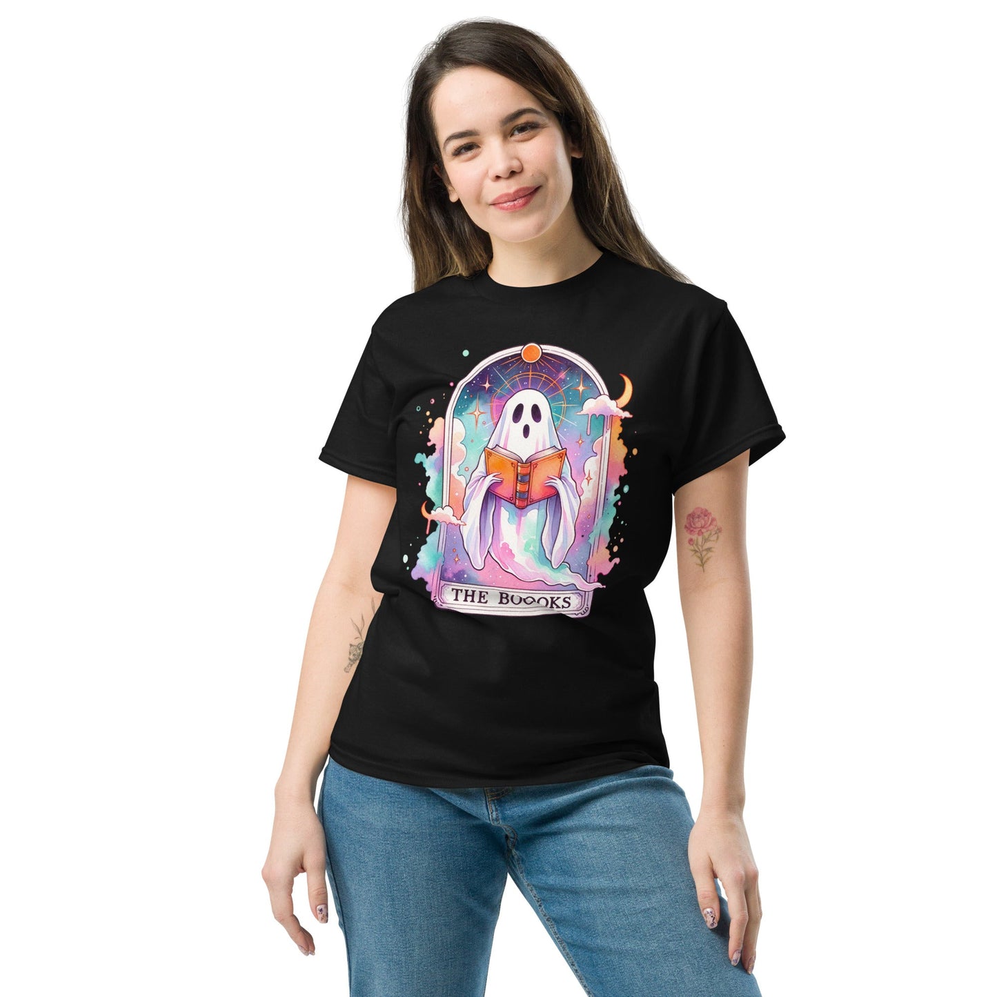 'The Boooks Ghost' Tarot | Tarot Card T-Shirt - Black - T-Shirts Online