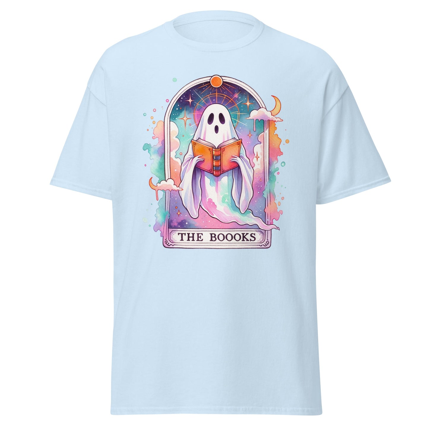'The Boooks Ghost' Tarot | Tarot Card T-Shirt - Light Blue - T-Shirts Online