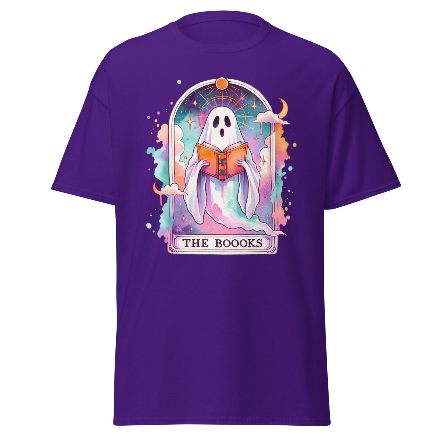 'The Boooks Ghost' Tarot | Tarot Card T-Shirt - Purple - T-Shirts Online