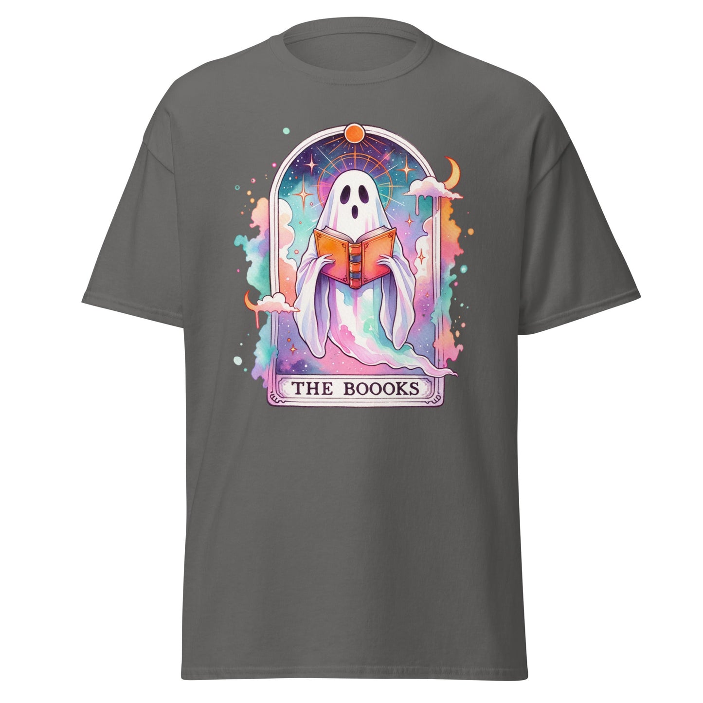 'The Boooks Ghost' Tarot | Tarot Card T-Shirt - Charcoal - T-Shirts Online
