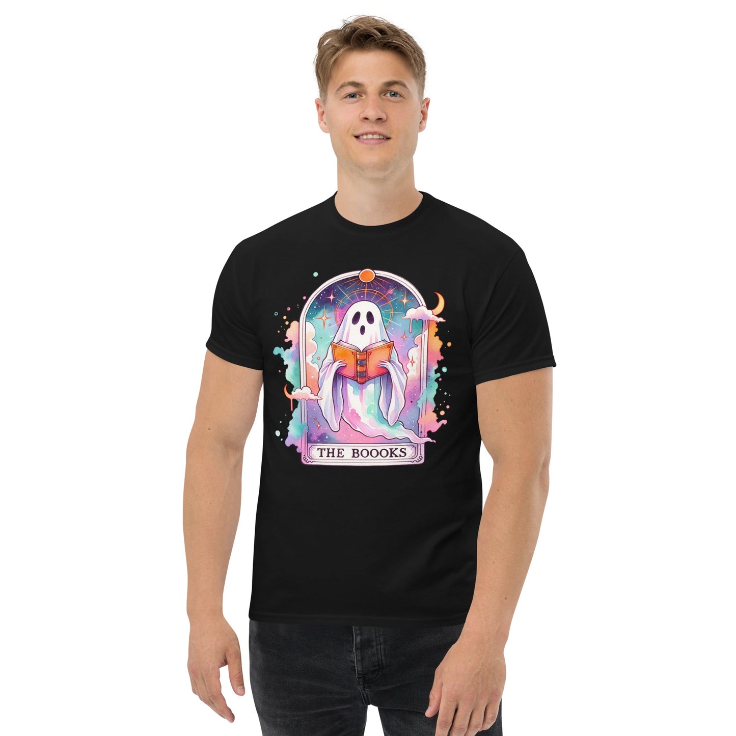 'The Boooks Ghost' Tarot | Tarot Card T-Shirt - Black - T-Shirts Online