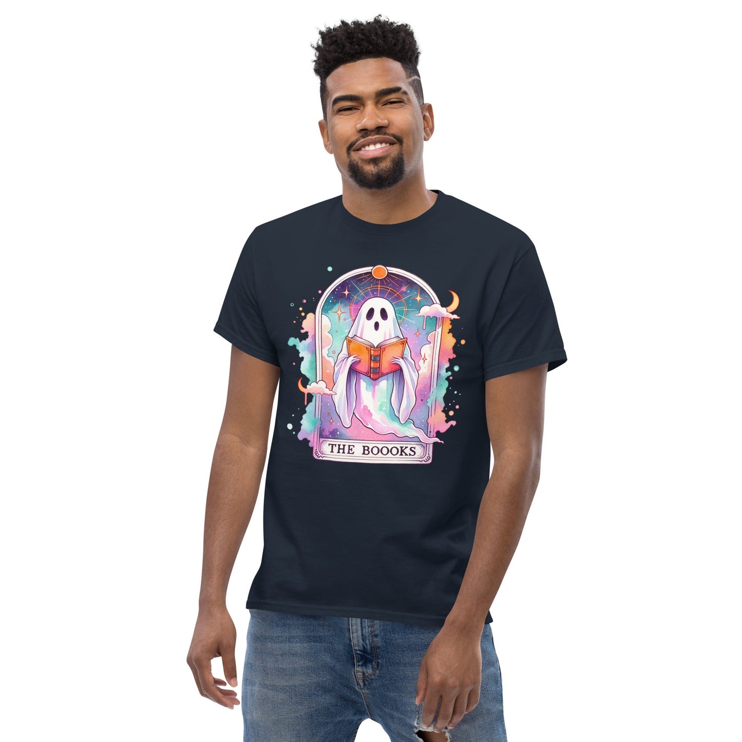 'The Boooks Ghost' Tarot | Tarot Card T-Shirt - Black - T-Shirts Online