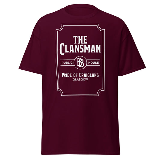 The Clansman Public House Craiglang T-Shirt - Glasgow Tee - Maroon - T-Shirts Online