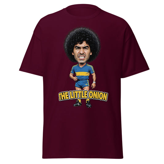The Little Onion Football Legend Caricature T-Shirt - Maroon - T-Shirts Online