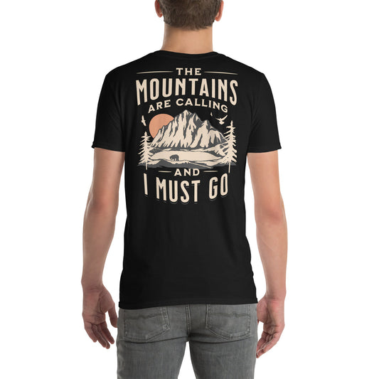 The Mountains are Calling T-Shirt - Outdoor Tee - Black - T-Shirts Online