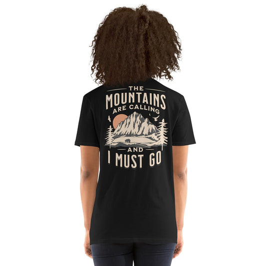 The Mountains are Calling T-Shirt - Outdoor Tee - Black - T-Shirts Online