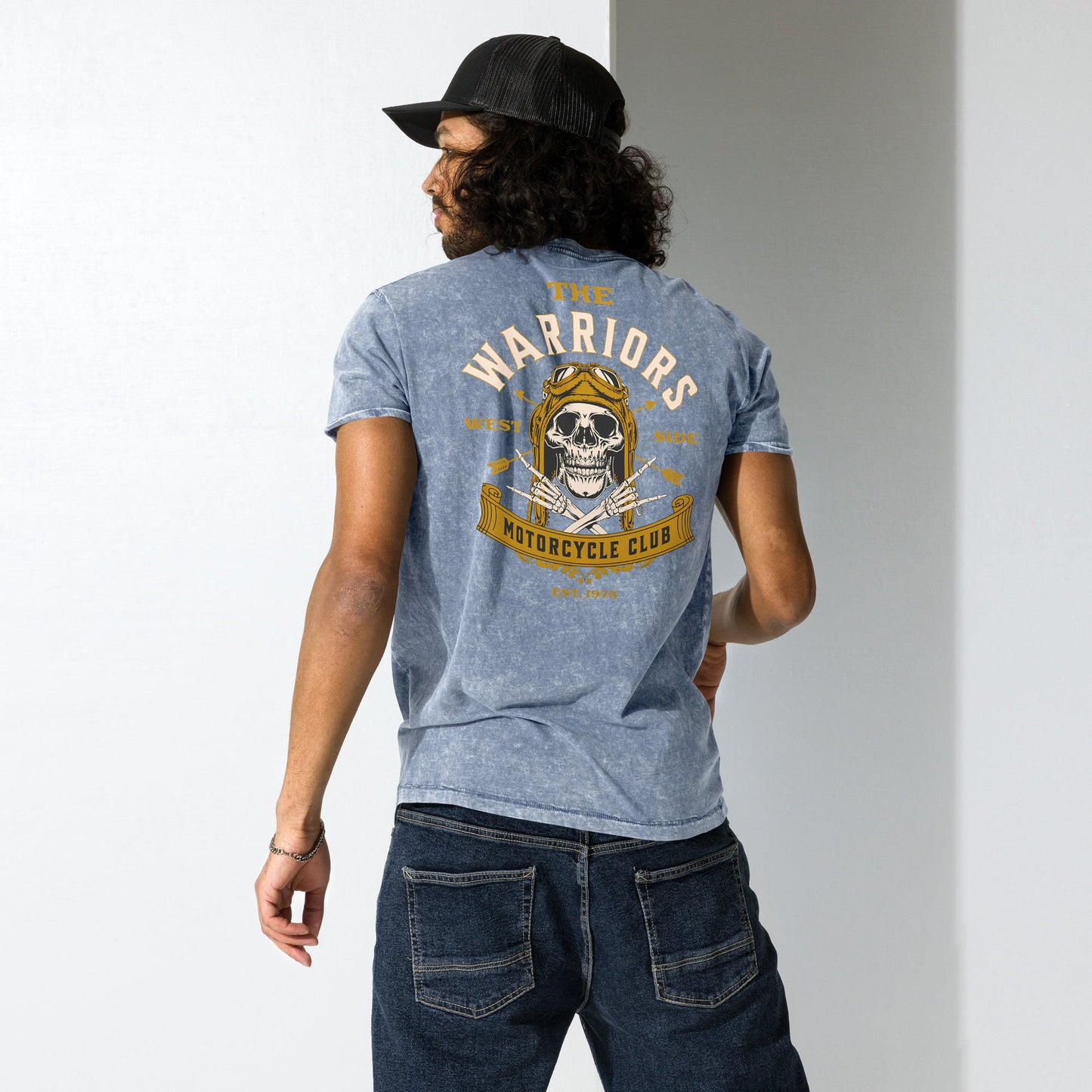 The Warriors Motorcycle Club Denim T-Shirt - Black - T-Shirts Online