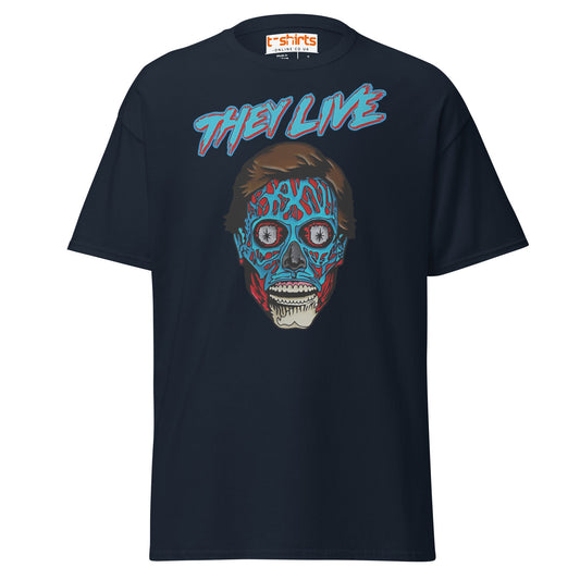 They Live Alien T-Shirt | Retro Sci - Fi Horror Tee - Navy - T-Shirts Online