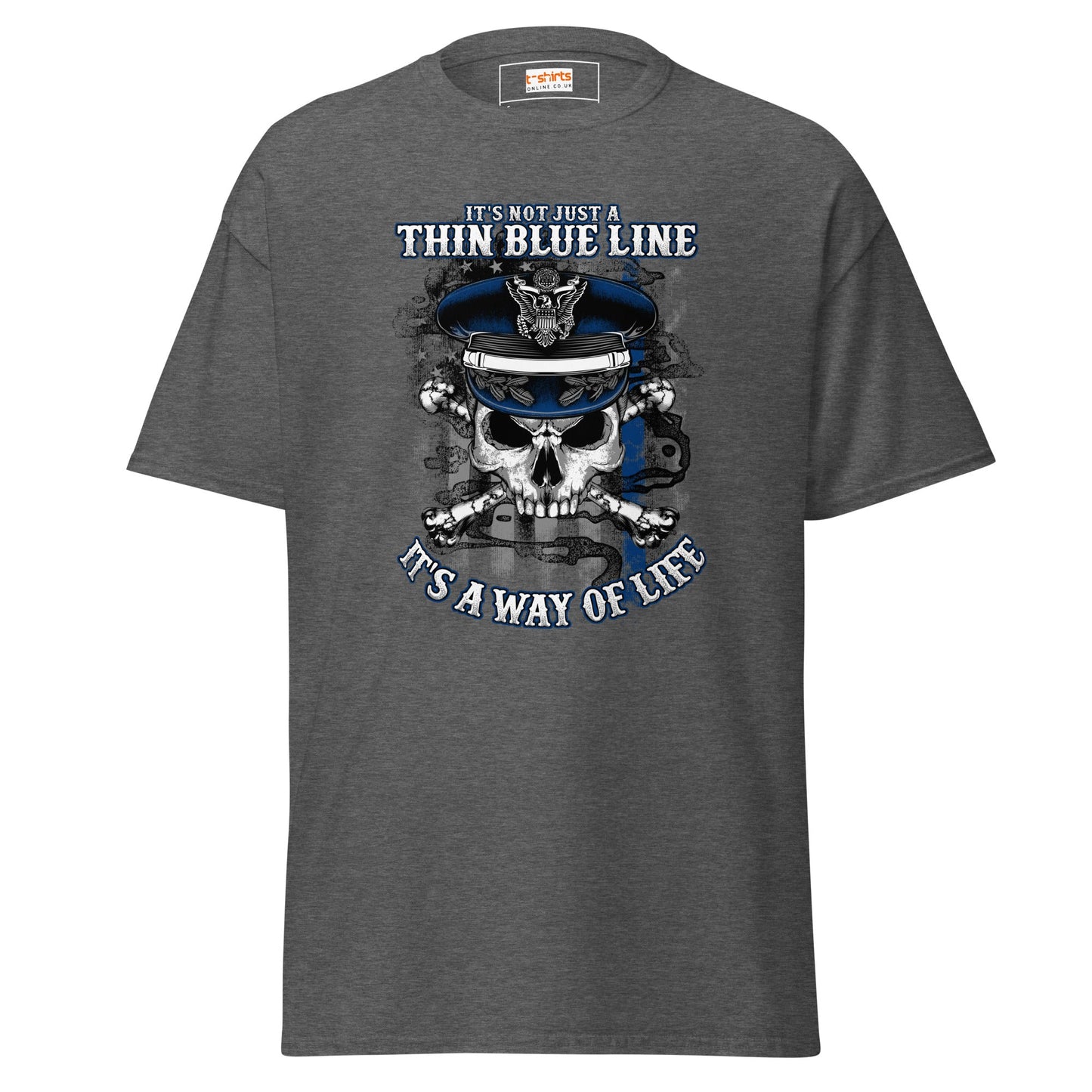 Thin Blue Line | Police T-Shirt - Dark Heather - T-Shirts Online