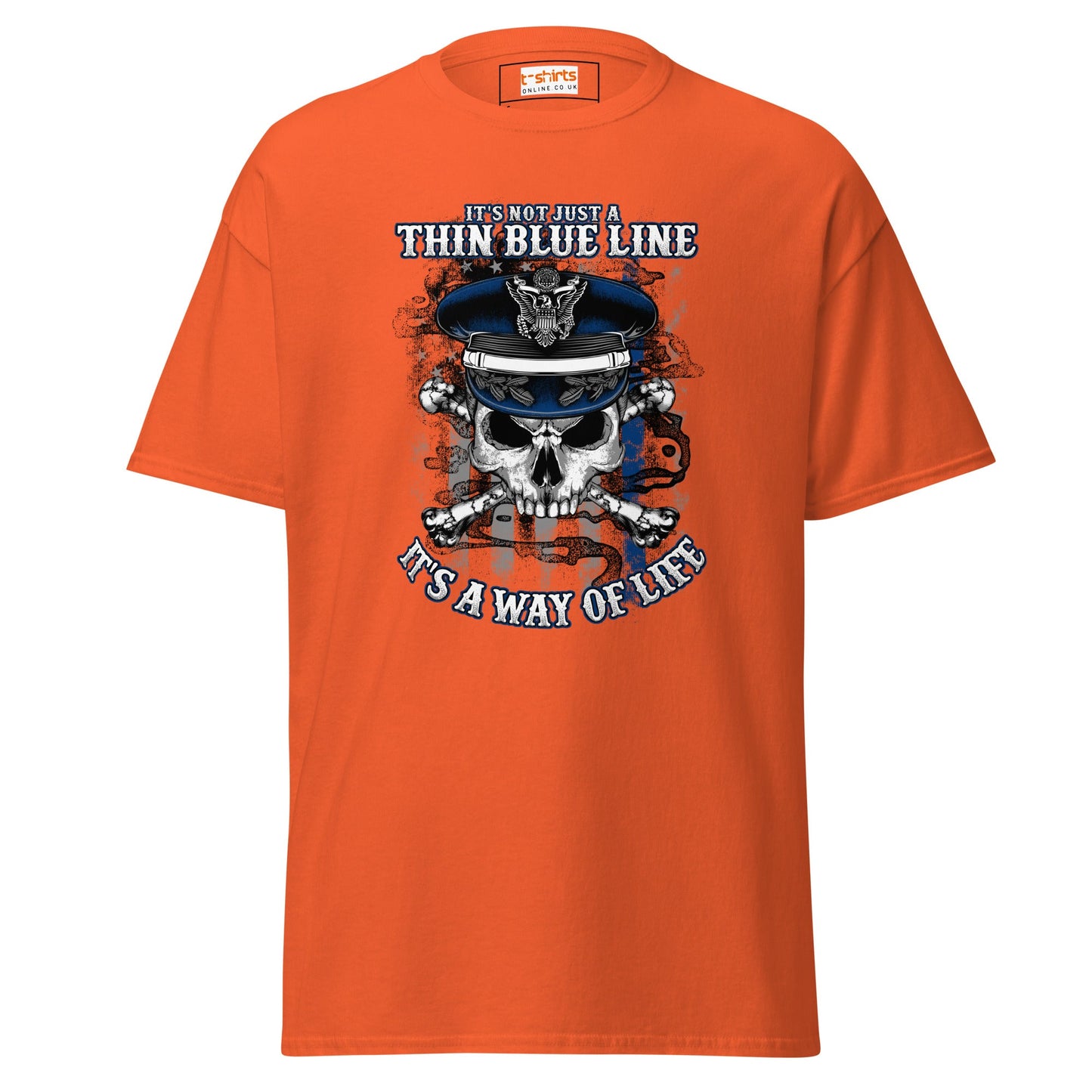 Thin Blue Line | Police T-Shirt - Orange - T-Shirts Online