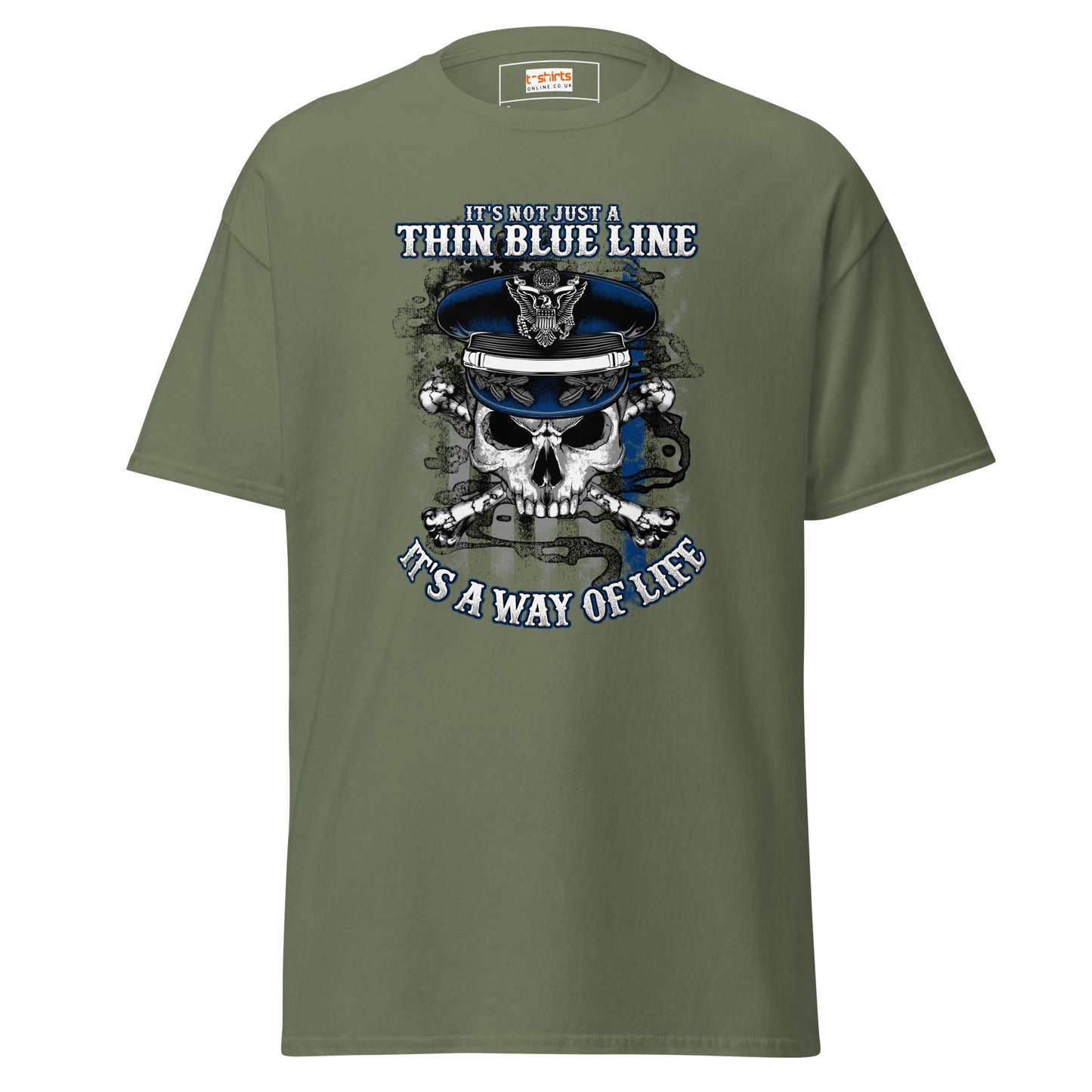Thin Blue Line | Police T-Shirt - Military Green - T-Shirts Online