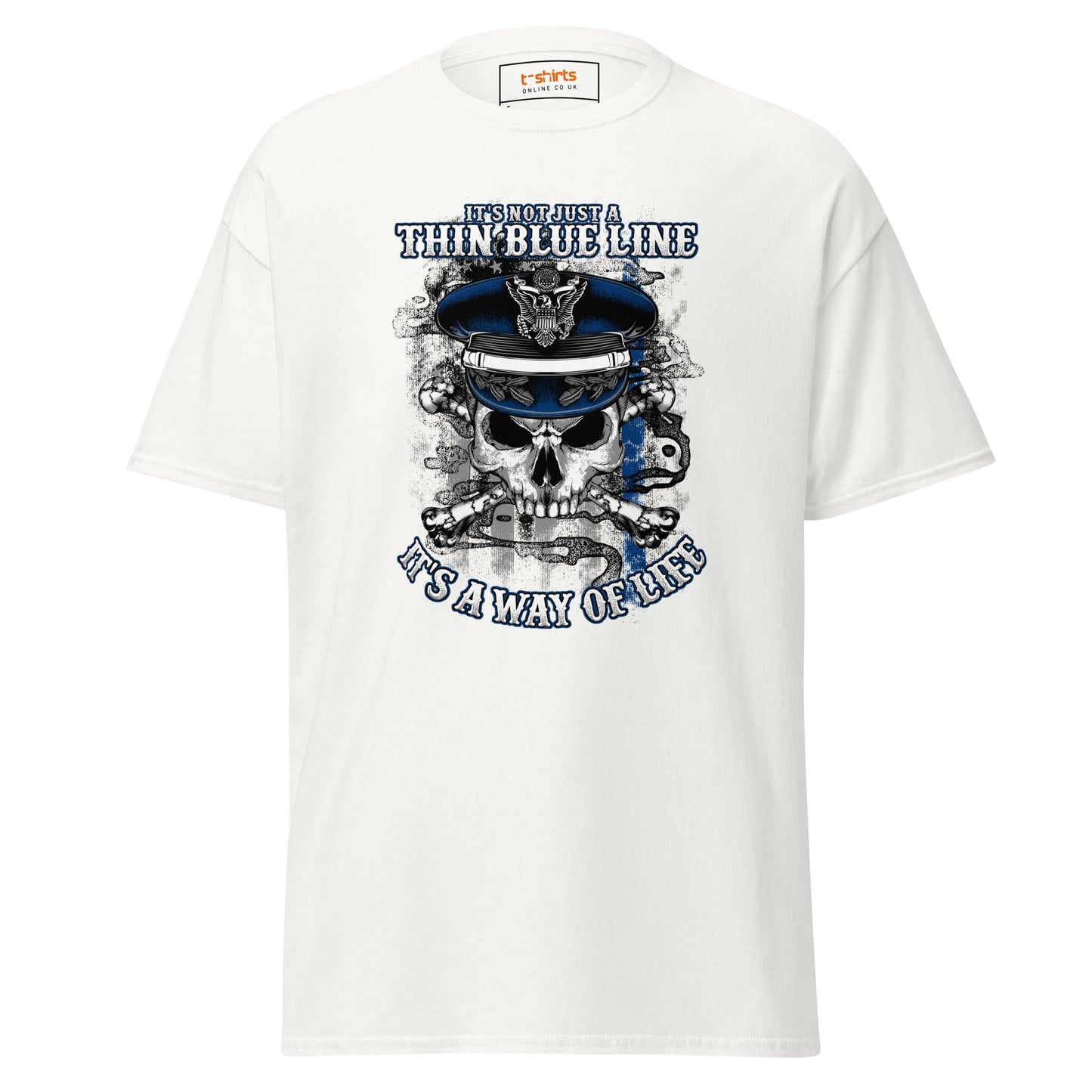 Thin Blue Line | Police T-Shirt - White - T-Shirts Online