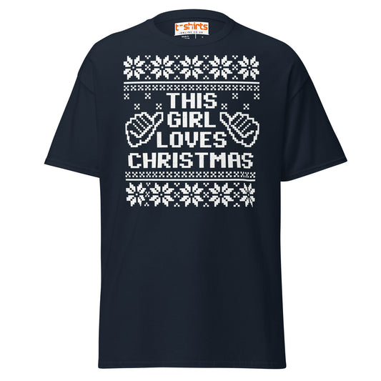 This Girl Loves Christmas T-Shirt | Festive Holiday Tee - Navy - T-Shirts Online