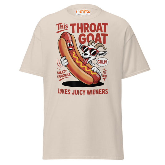 Throat Goat T-Shirt – Funny Hotdog Humor Tee - Natural - T-Shirts Online
