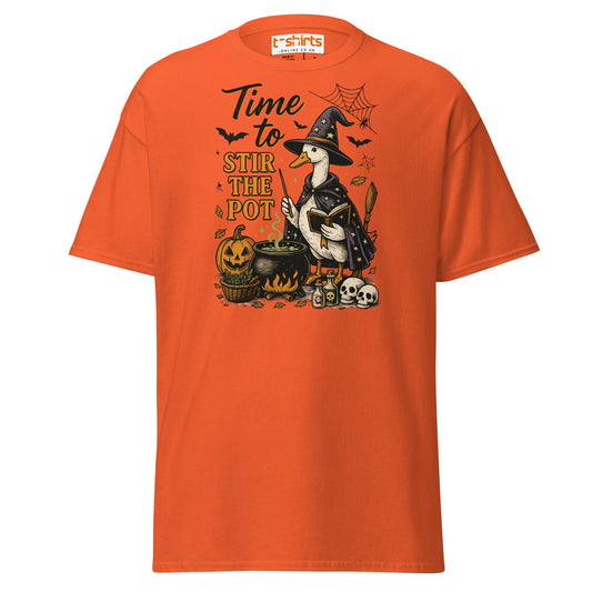 Time to Stir the Pot T-Shirt | Funny Witch Duck Tee - Orange - T-Shirts Online