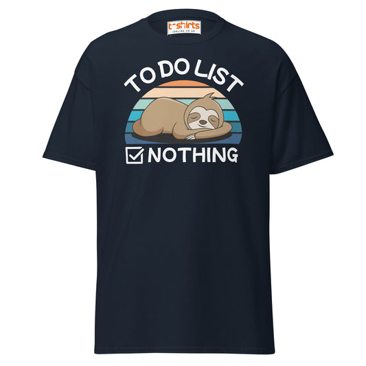 To Do List Nothing T-Shirt – Funny Lazy Sloth Tee - Navy - T-Shirts Online