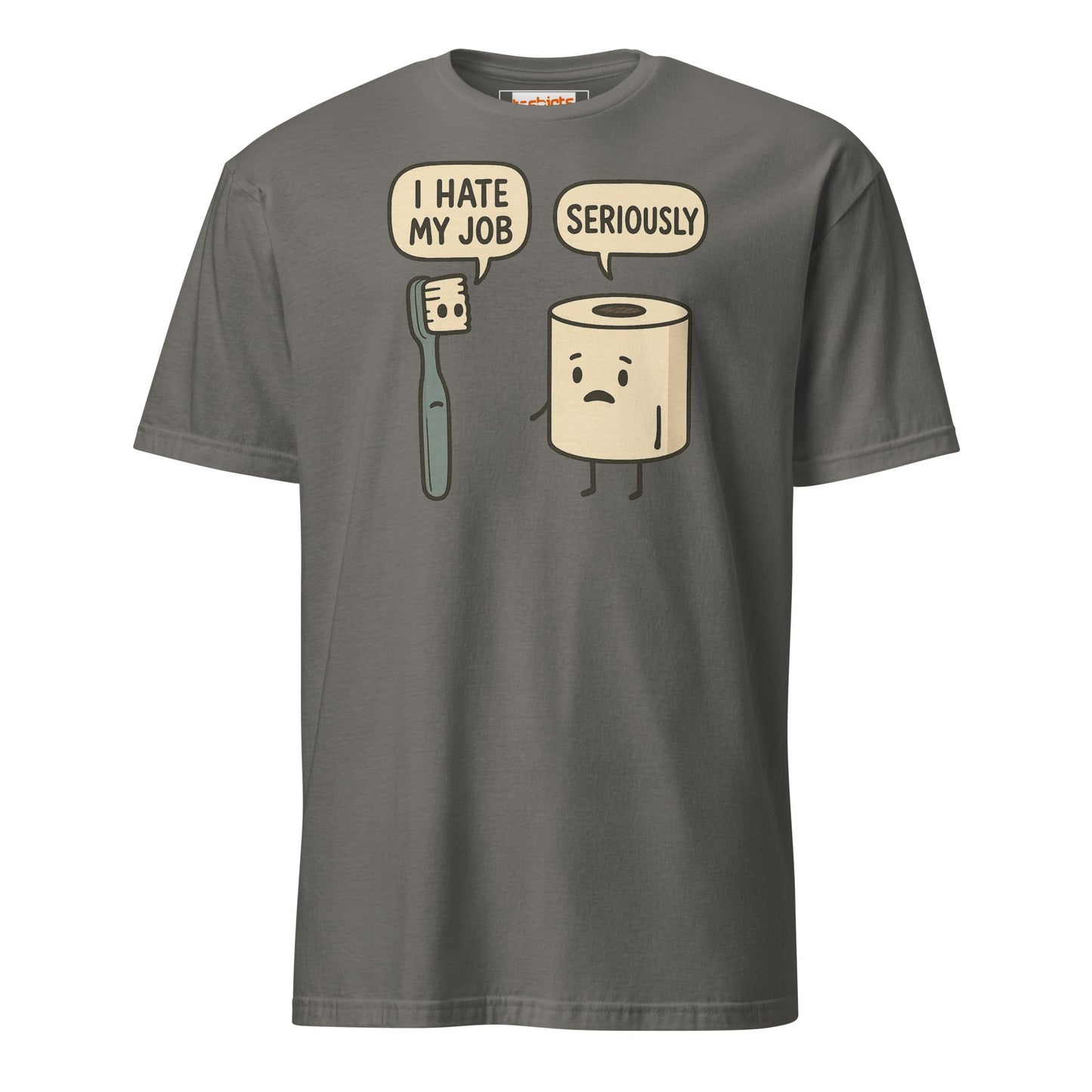 Toothbrush and Toilet Roll T-Shirt | I Hate my Job - Charcoal - T-Shirts Online