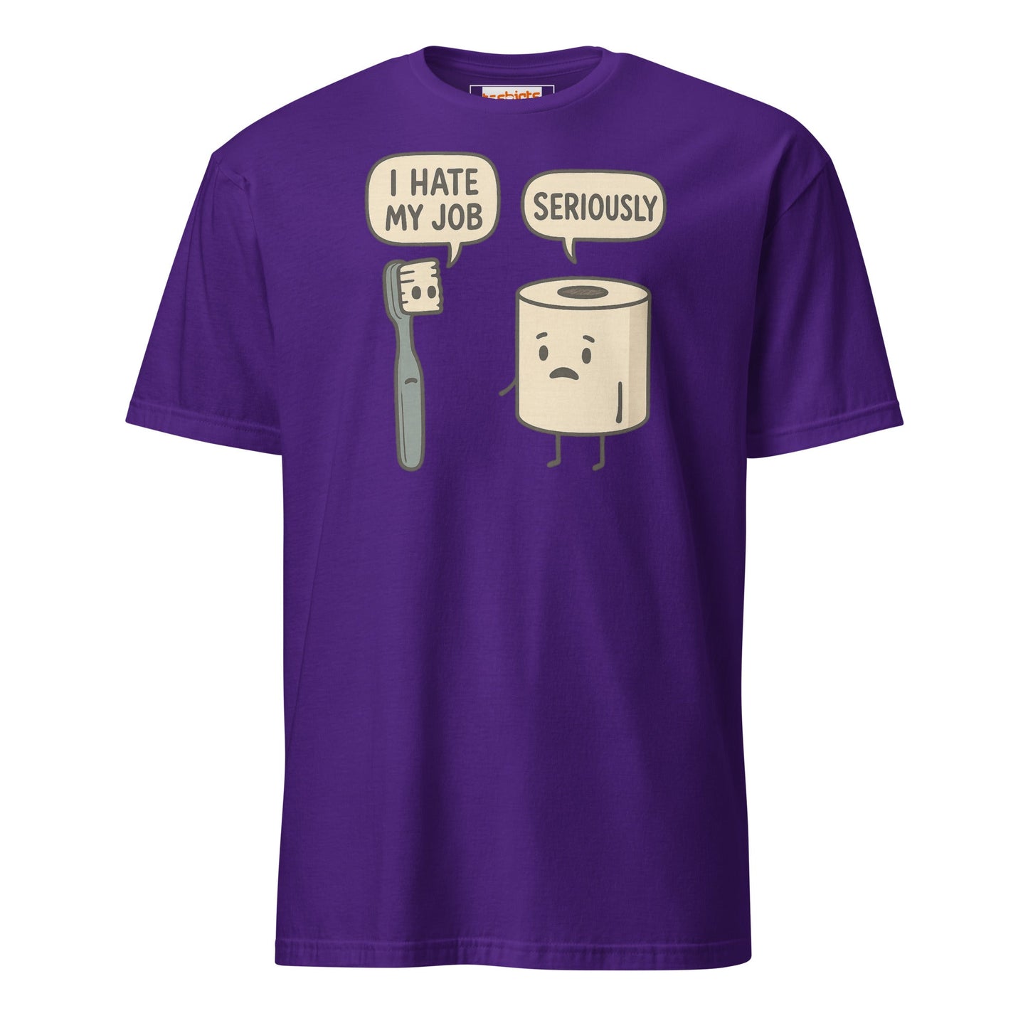 Toothbrush and Toilet Roll T-Shirt | I Hate my Job - Purple - T-Shirts Online