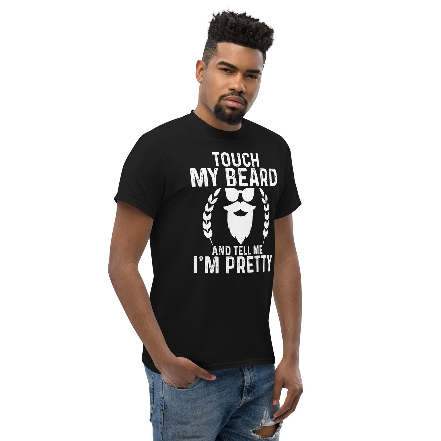 Touch My Beard | Men's classic t-shirt - Black - T-Shirts Online