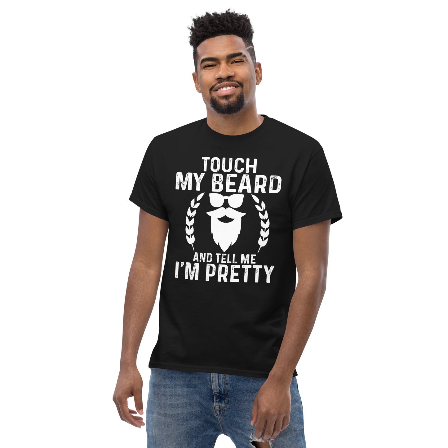 Touch My Beard | Men's classic t-shirt - Black - T-Shirts Online