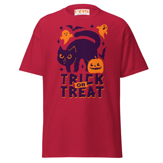 Trick or Treat Cat & Pumpkin Halloween T-Shirt - Cardinal - T-Shirts Online