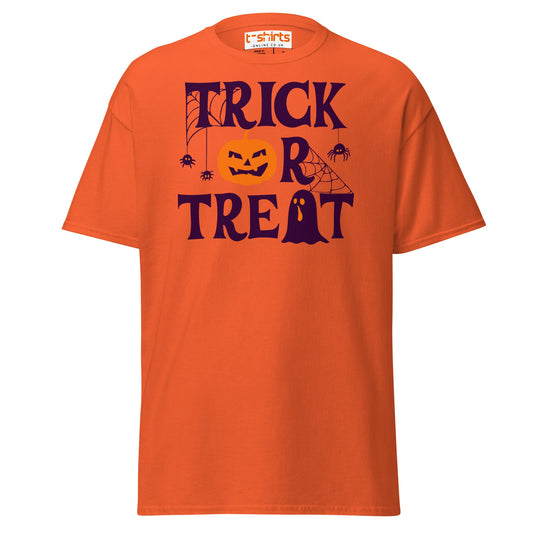 Trick or Treat Pumpkin Ghost Halloween T-Shirt - Orange - T-Shirts Online