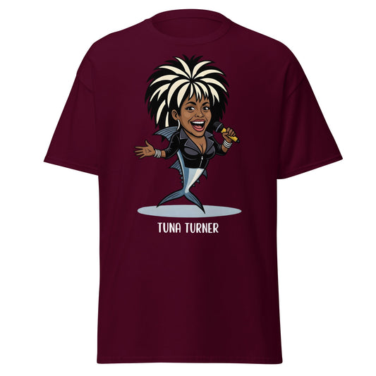 Tuna Turner Funny Parody T-Shirt | Soul Diva Fish Tee - Maroon - T-Shirts Online