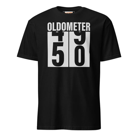 Turning 50 T-Shirt | Oldometer Birthday Tee - Black - T-Shirts Online
