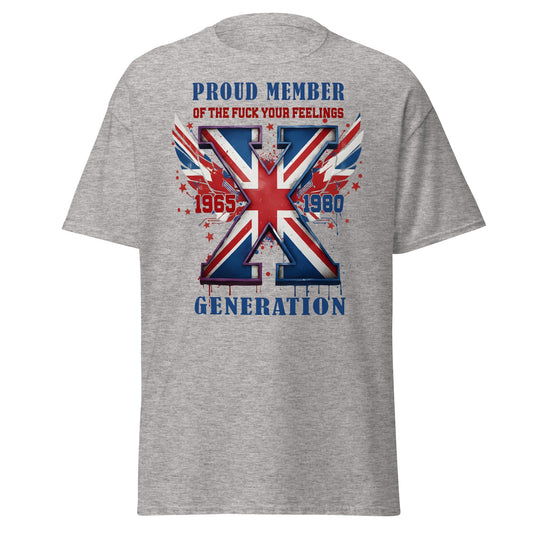 UK Gen X Fuck Your Feelings Union Jack T-Shirt - Sport Grey - T-Shirts Online