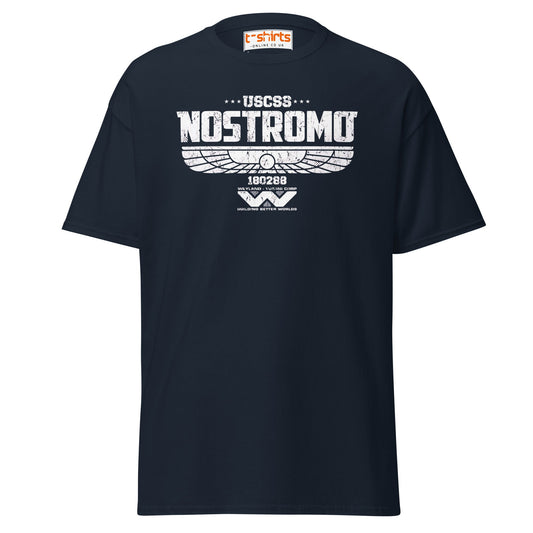 USCSS Nostromo T-Shirt | Alien Sci - Fi Logo Tee - Navy - T-Shirts Online